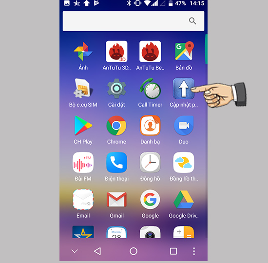 Vào app cập nhật